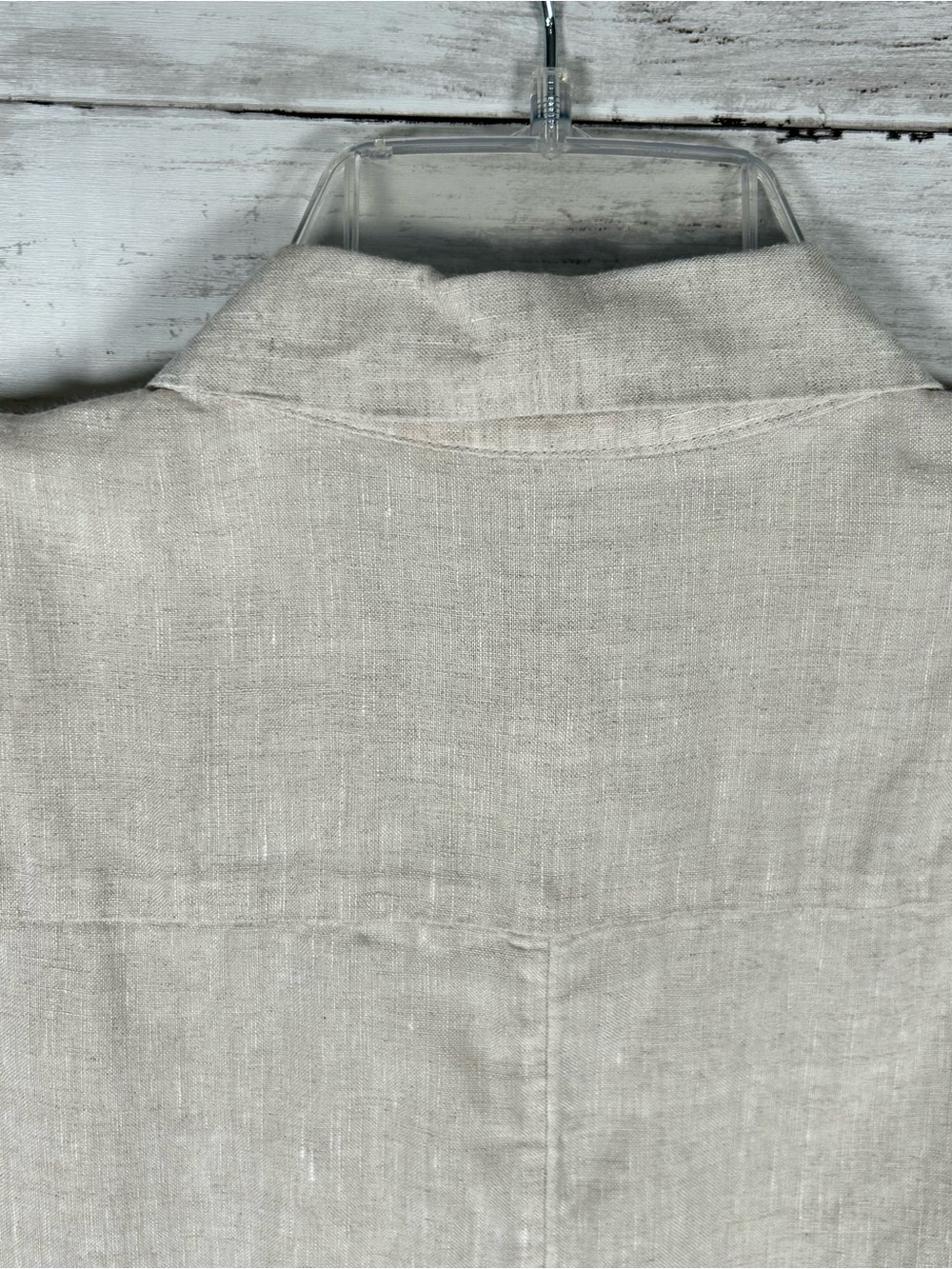 Chico’s 100 % Linen Oatmeal Long Tunic Layered Blouse Top 3 Petite = 16-18 XL - Picture 4 of 6